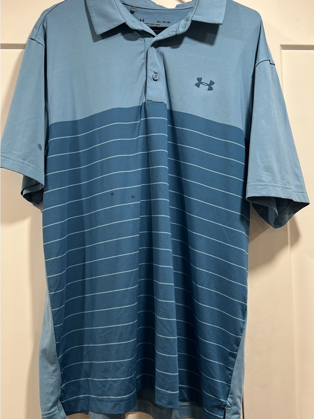 Under Armour Light and Medium Blue Striped Men’s Polo